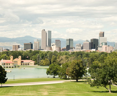 Denver park and skyline
