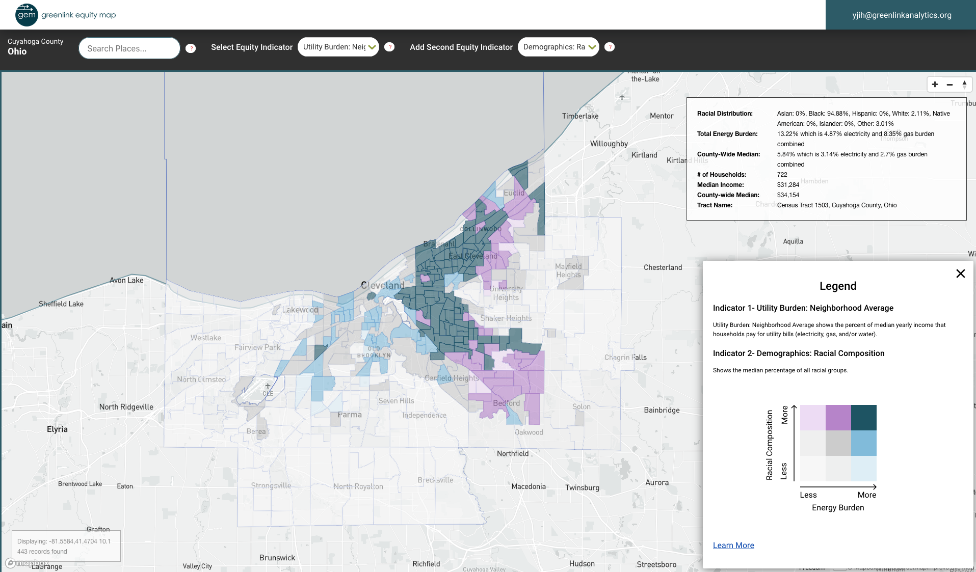 The view of energy burden in predominantly Black communities in Cleveland.