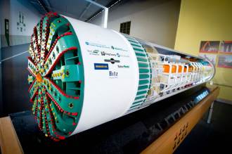 A 10-foot-long replica of the SR 99 tunnel boring machine