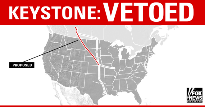 Fox News box: "Keystone: vetoed"