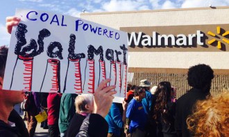 "coal-powered walmart" protest sign