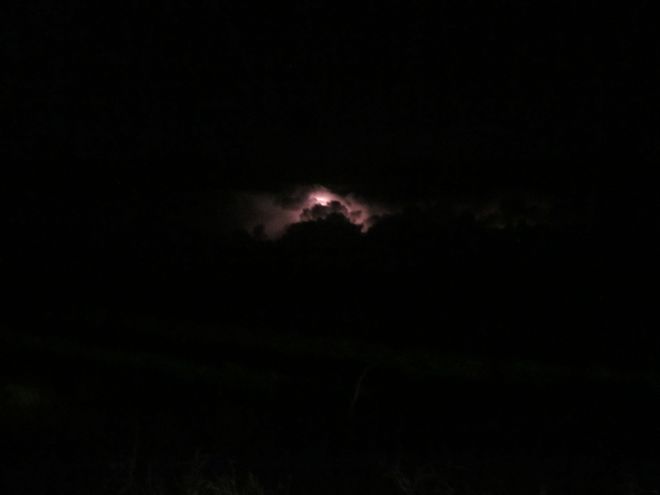 One lightning strike of many over Eastern Washington, as seen from Ralston.