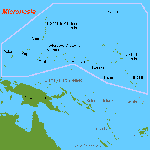 The region of the Pacific Ocean known as Micronesia.