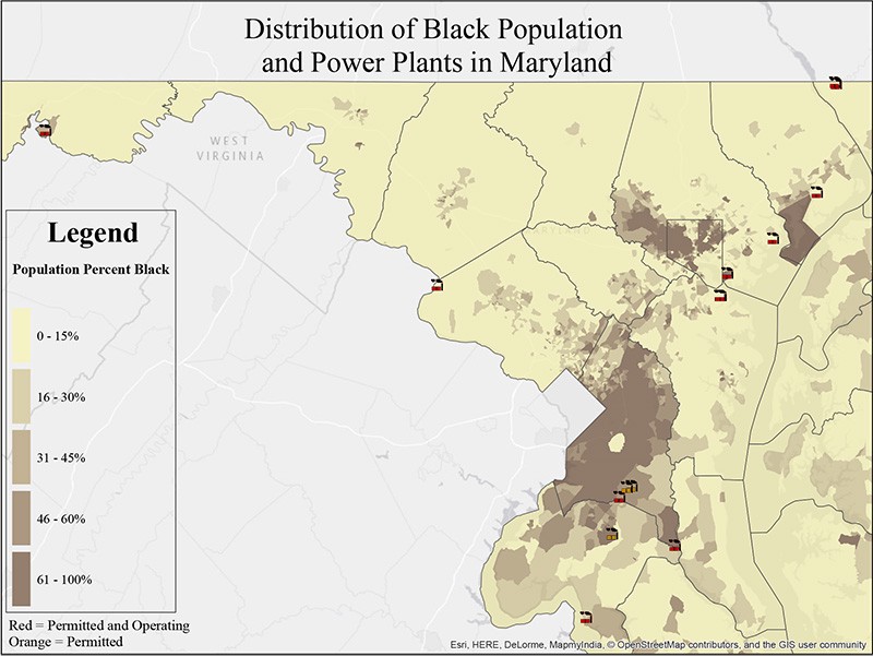 maryland black population power plants