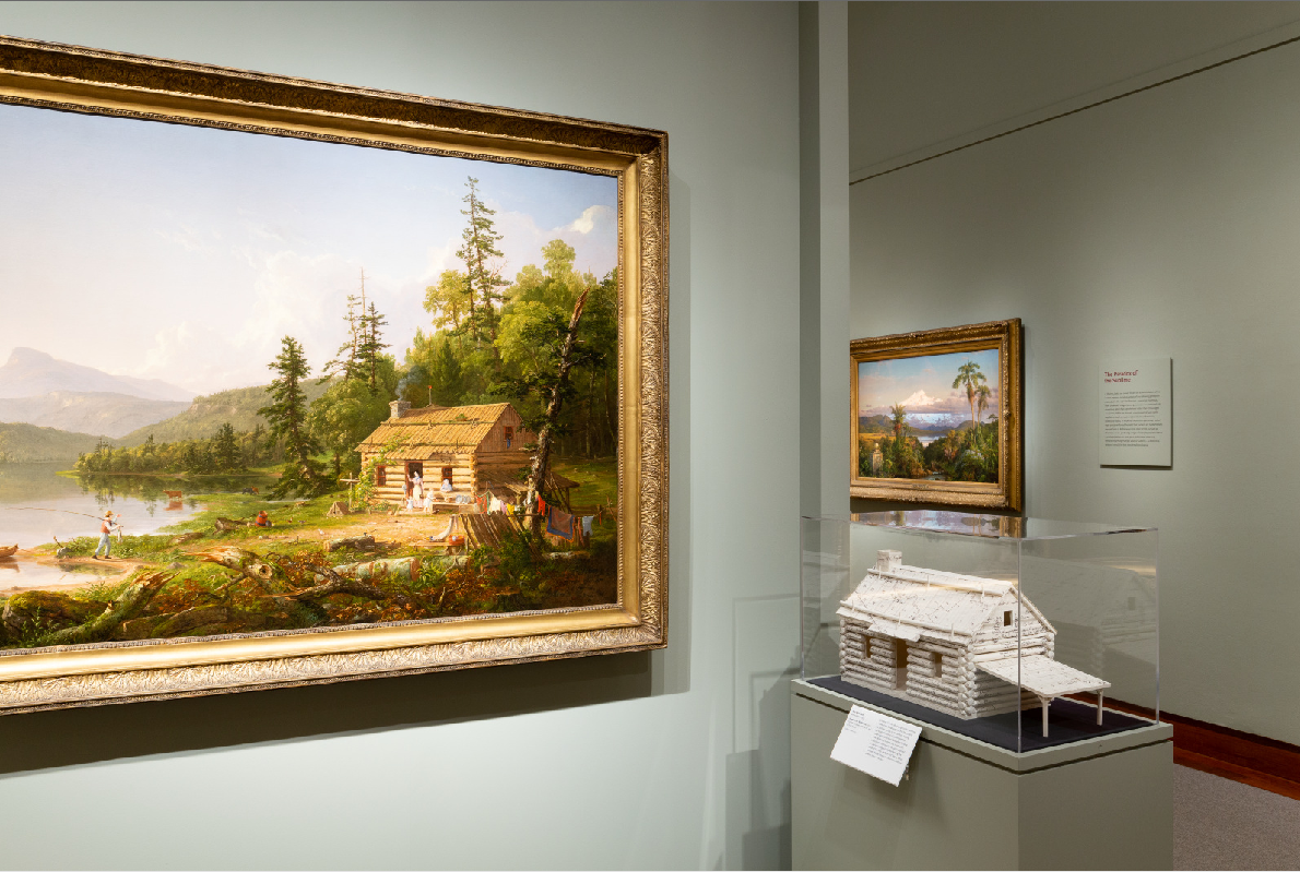 Michelson’s “Home in the Wilderness” juxtaposed with Cole’s “Home in the Woods” at Princeton Art Museum.