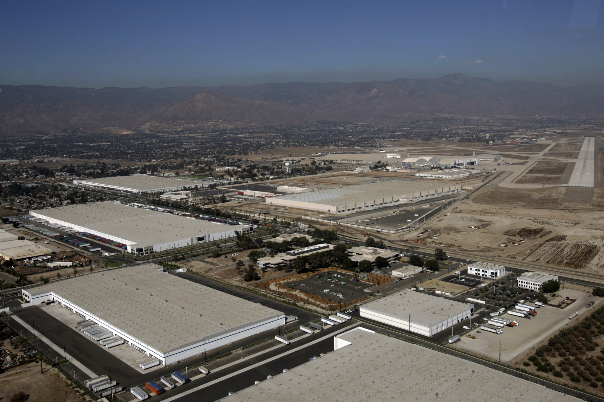 An aerial view of San Bernardino International Airport