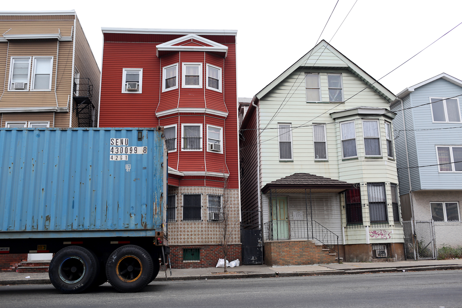 photo of a truck driving through New Jersey ironbound district