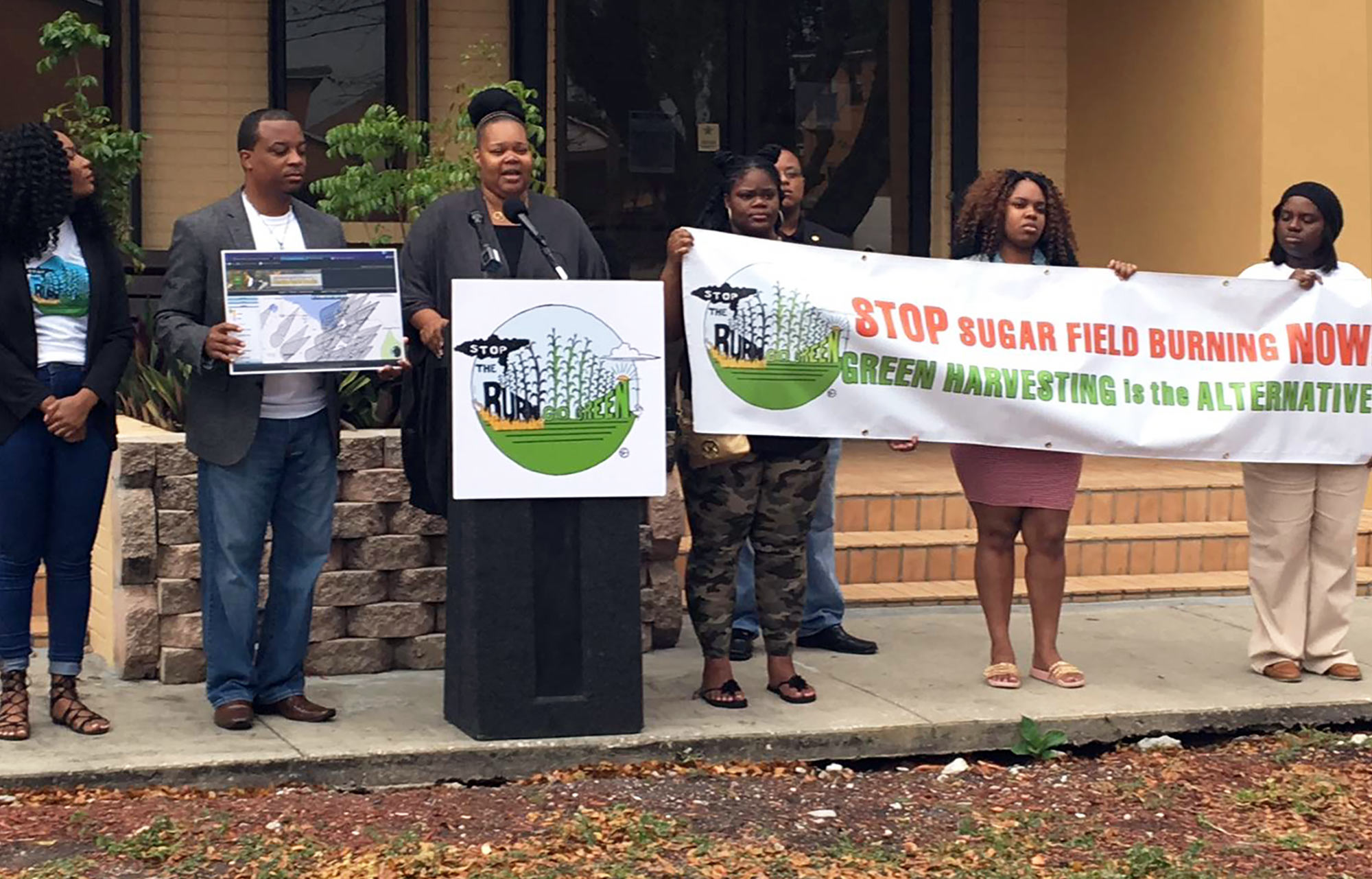 Kina Phillips speaks at a 2017 press conference outside Belle Glade City Hall.