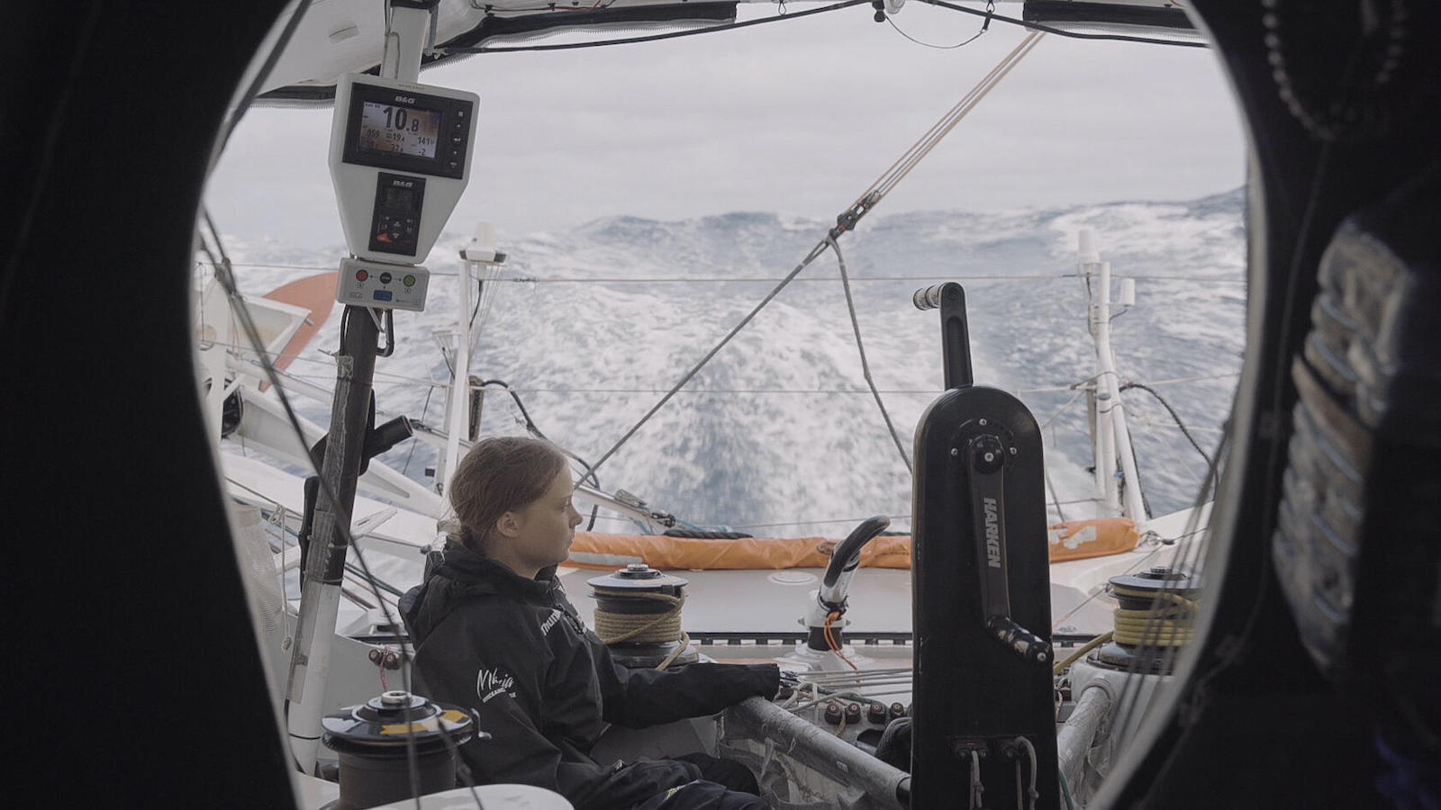 Greta Thunberg aboard the Malizia II, the racing yacht that carried her across the Atlantic for the United Nations Climate Action Summit.
