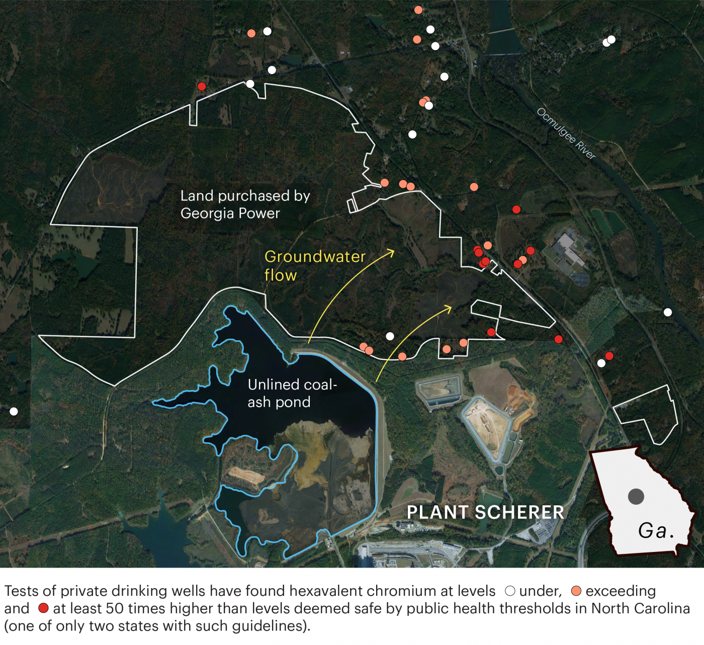 Chart showing groundwater flow from coal-ash pond