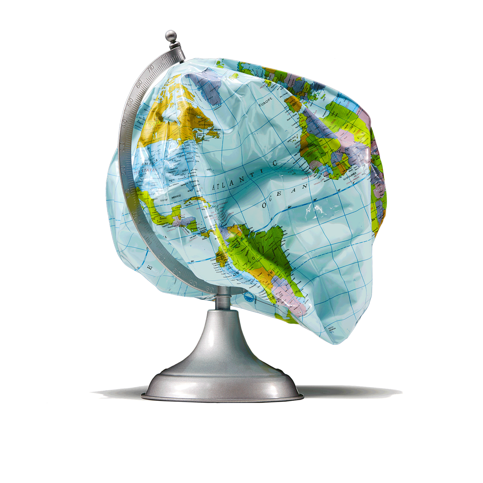 A deflated globe