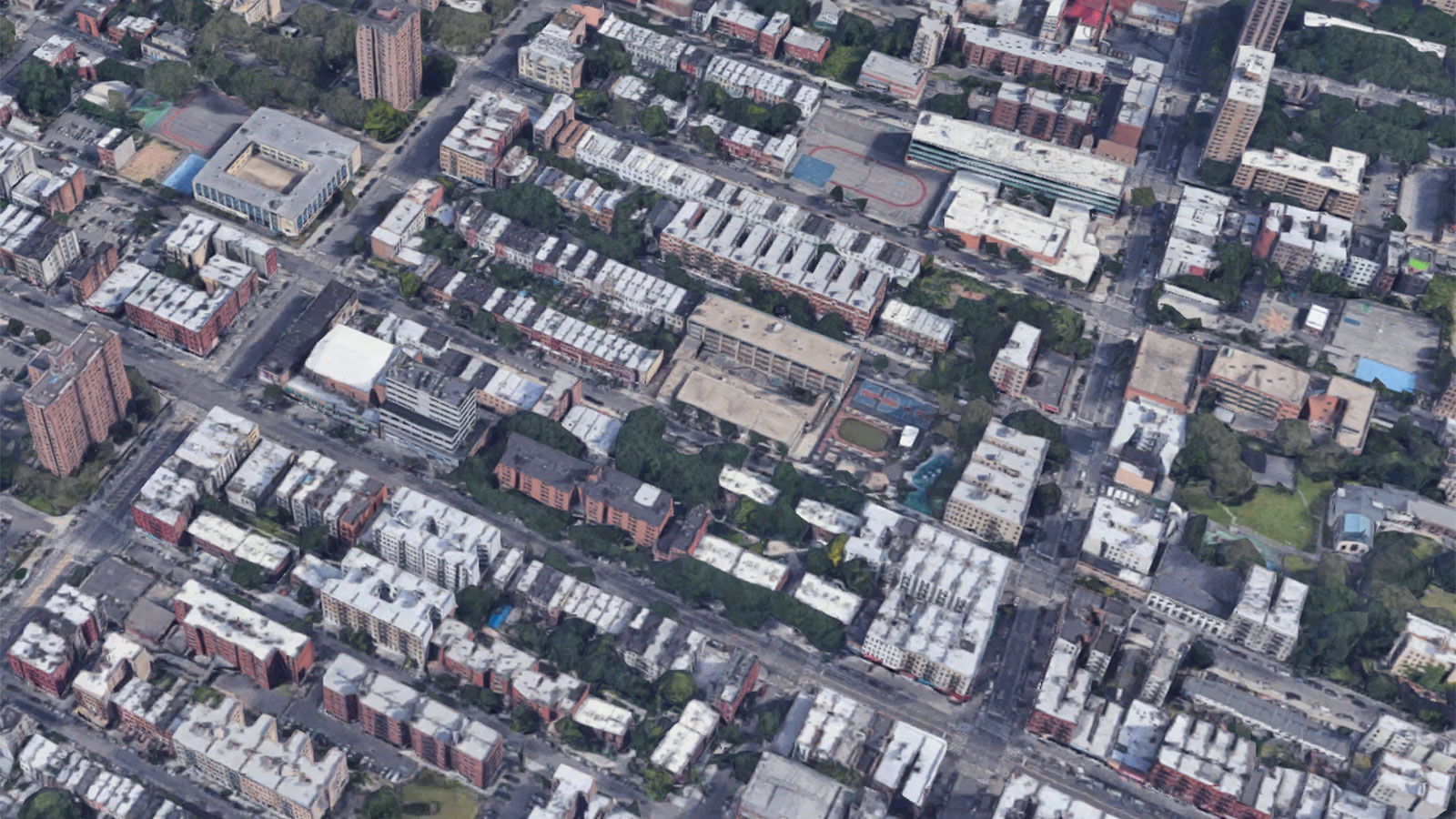 Aerial view of white roofs in the South Bronx, New York City