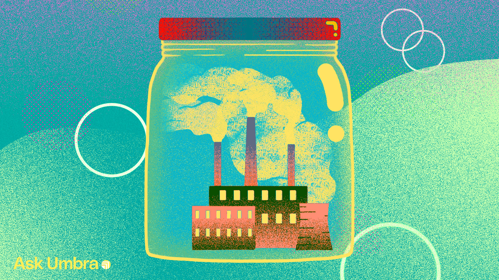 Illustration: A factory enclosed in a glass jar