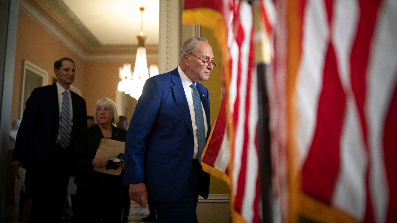 Senate Majority Leader Chuck Schumer (D-N.Y.) walks to the podium during a weekly Senate Policy Luncheon press conference on Capitol Hill in Washington, on Tuesday, September 13, 2022.