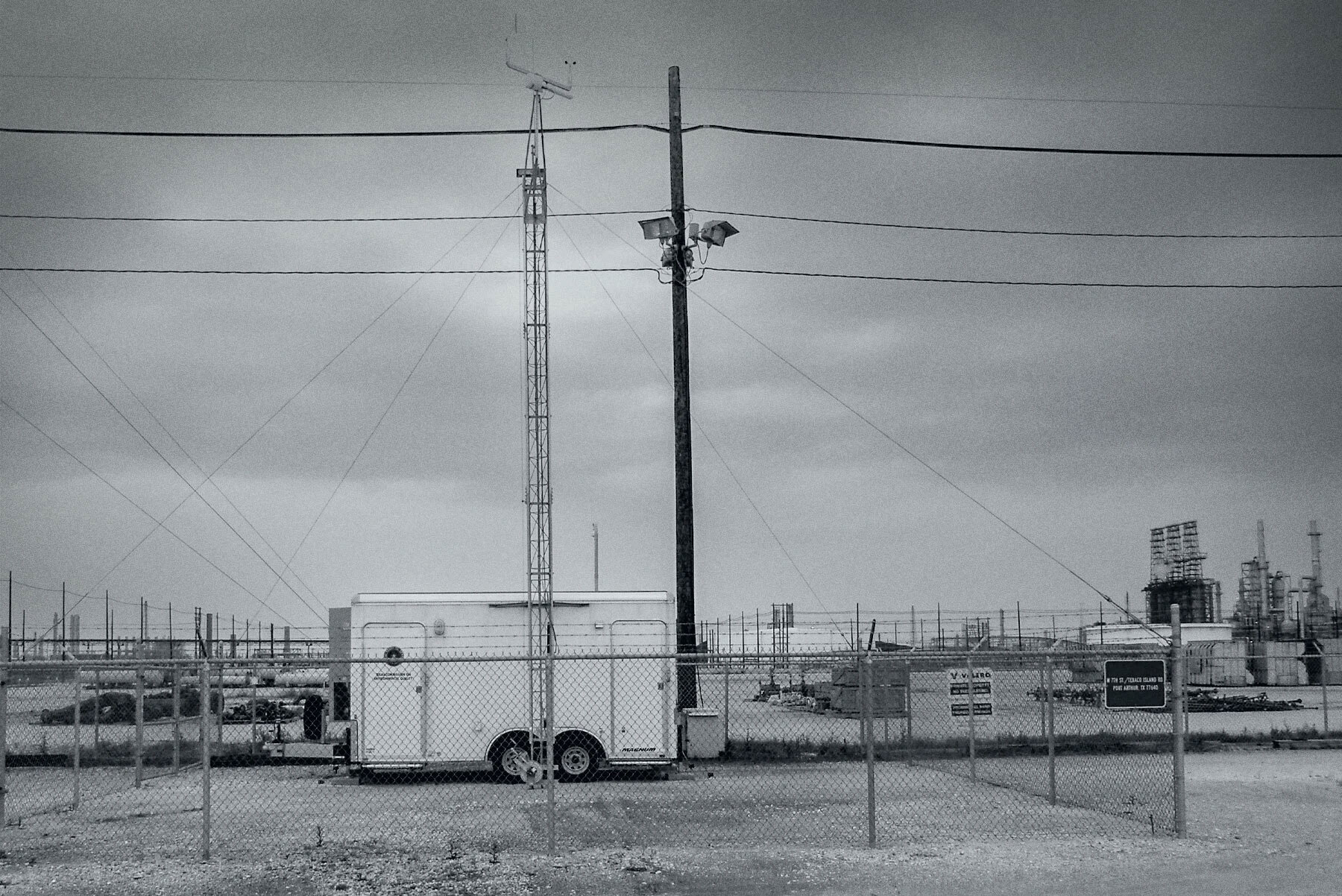 An air monitor gathers data near the Oxbow facility in Port Arthur, Texas.
