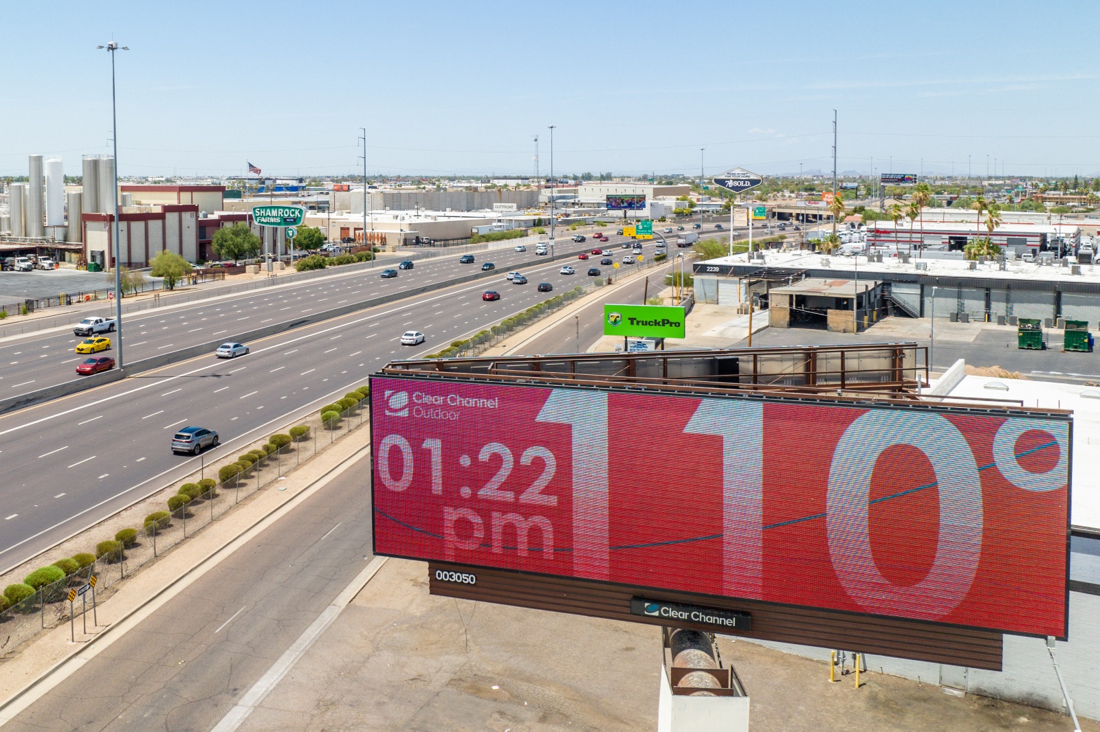 A billboard that shows 110F